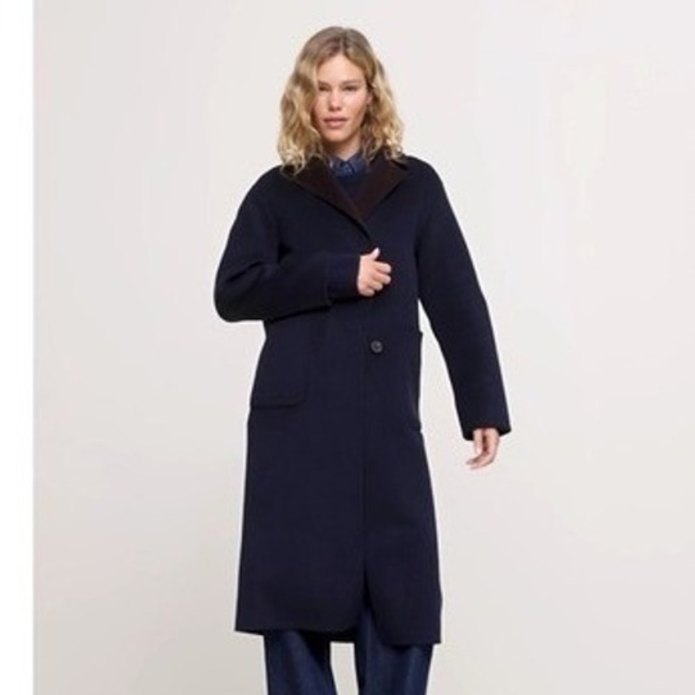 Banana Republic Size Medium Double Faced Top Coat Shawl Collar 2 tone Wool Blend